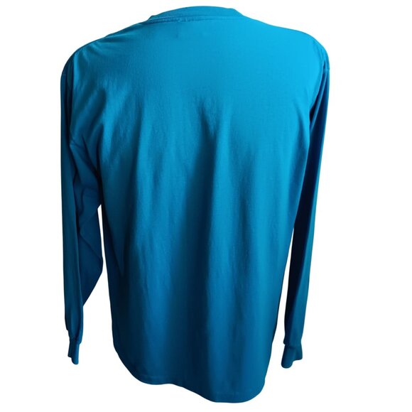 Men's XL Vintage T-shirt Sunbelt Sportswear Turquoise Long Sleeve Crewneck 90's - Picture 2 of 6